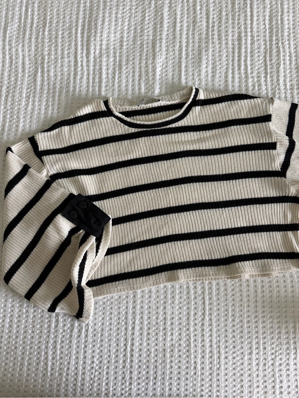 Zara Cropped Lightweight Striped Sweater